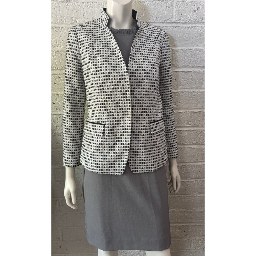 Lafayette 148 New York Textured Blazer Jacket Blue & Cream Women’s  12 Wedding
